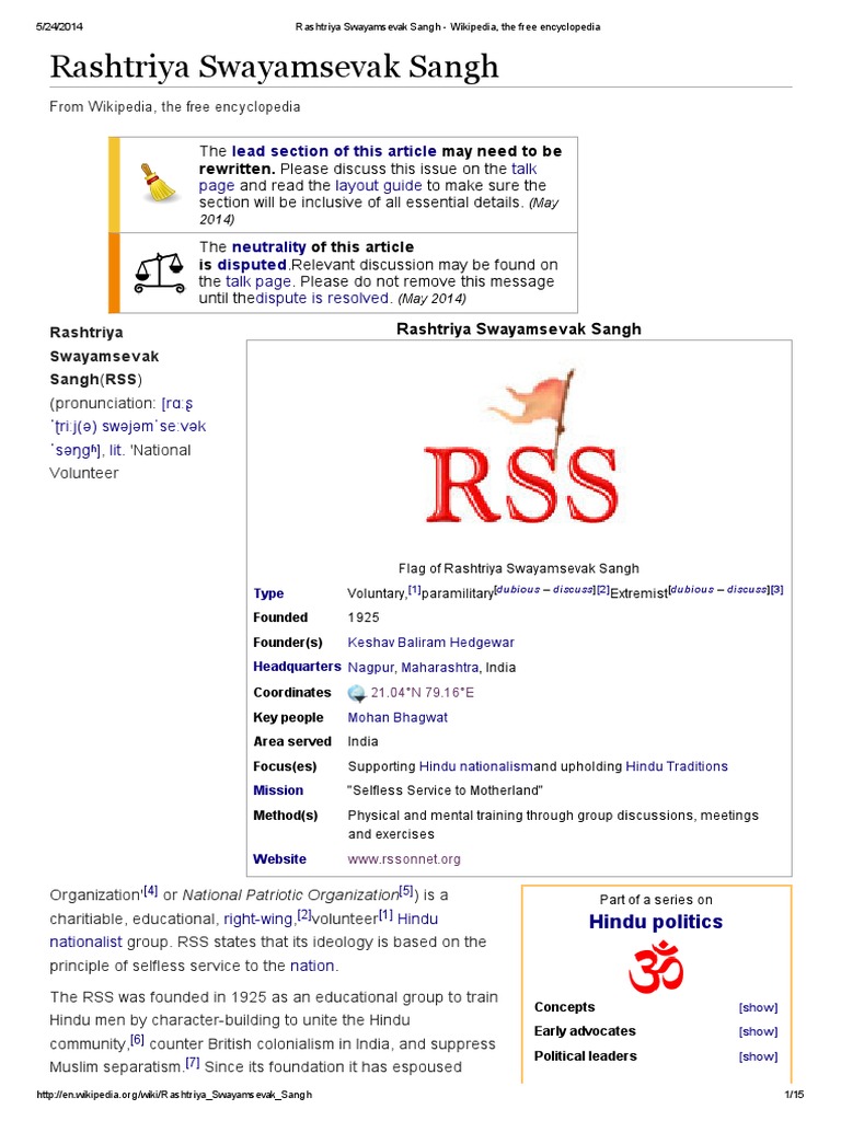 Rashtriya Swayamsevak Sangh Wikipedia The Free Encyclopedia Indian Nationalism Sikhism