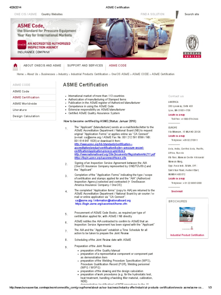 ASME Certification PDF Certification Safety