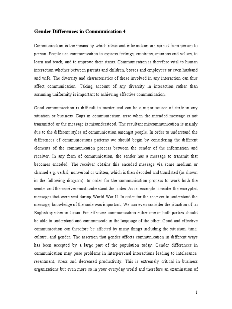 Gender Differences in Communication 4 | PDF | Nonverbal Communication ...