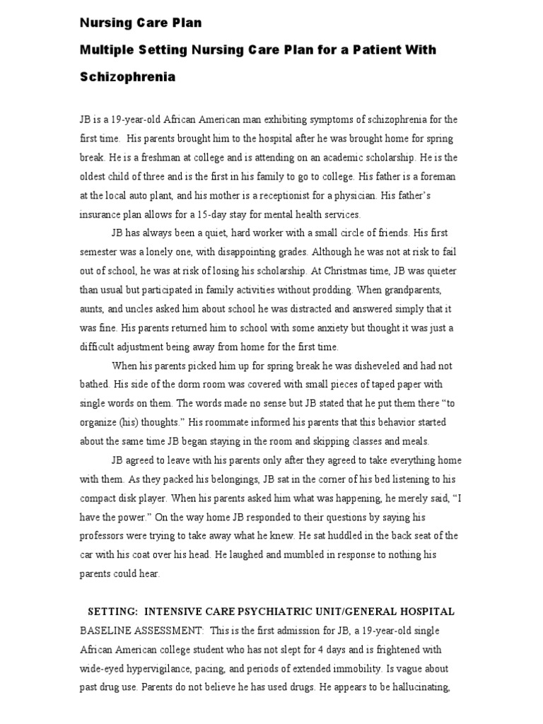 Nursing Care Plan for Schizophrenia | PDF | Delusion | Hallucination