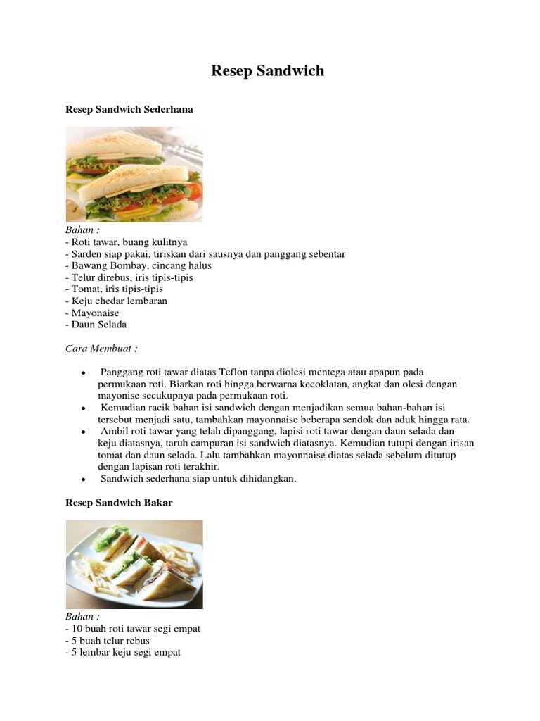 Resep Sandwich Pdf