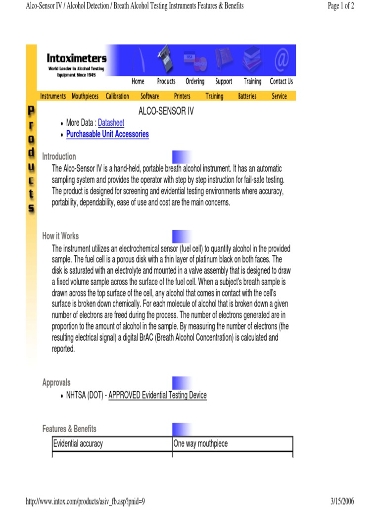 Alco Sensor IV Intoximeter | Fuel Cell | Cell (Biology)
