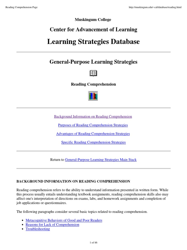 Reading Pdf Reading Comprehension Reading Process