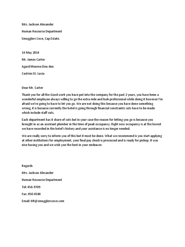 Bad News Letter Sample Pdf Business