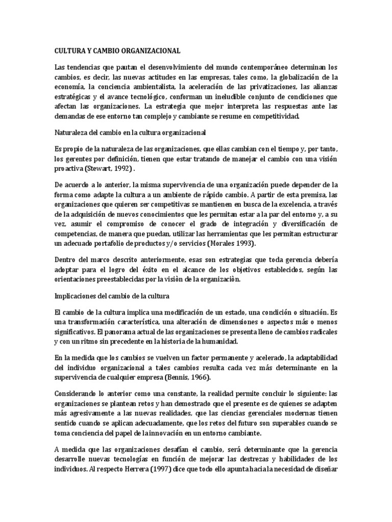 Cultura y Cambio en Organizaciones | PDF | Recursos humanos ...