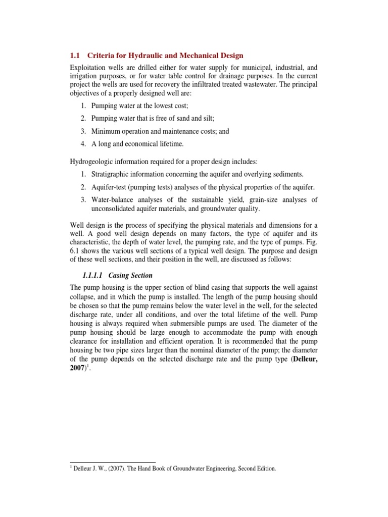 Criteria For Hydraulic and Mechanical Well Design1 | PDF | Aquifer | Pump