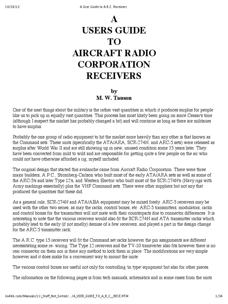 A User Guide To ARC Command Set Receivers PDF Audio Electronics Radio
