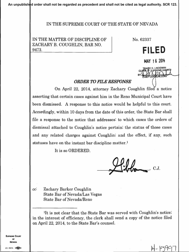 Filed: Order To File Response | PDF | Law