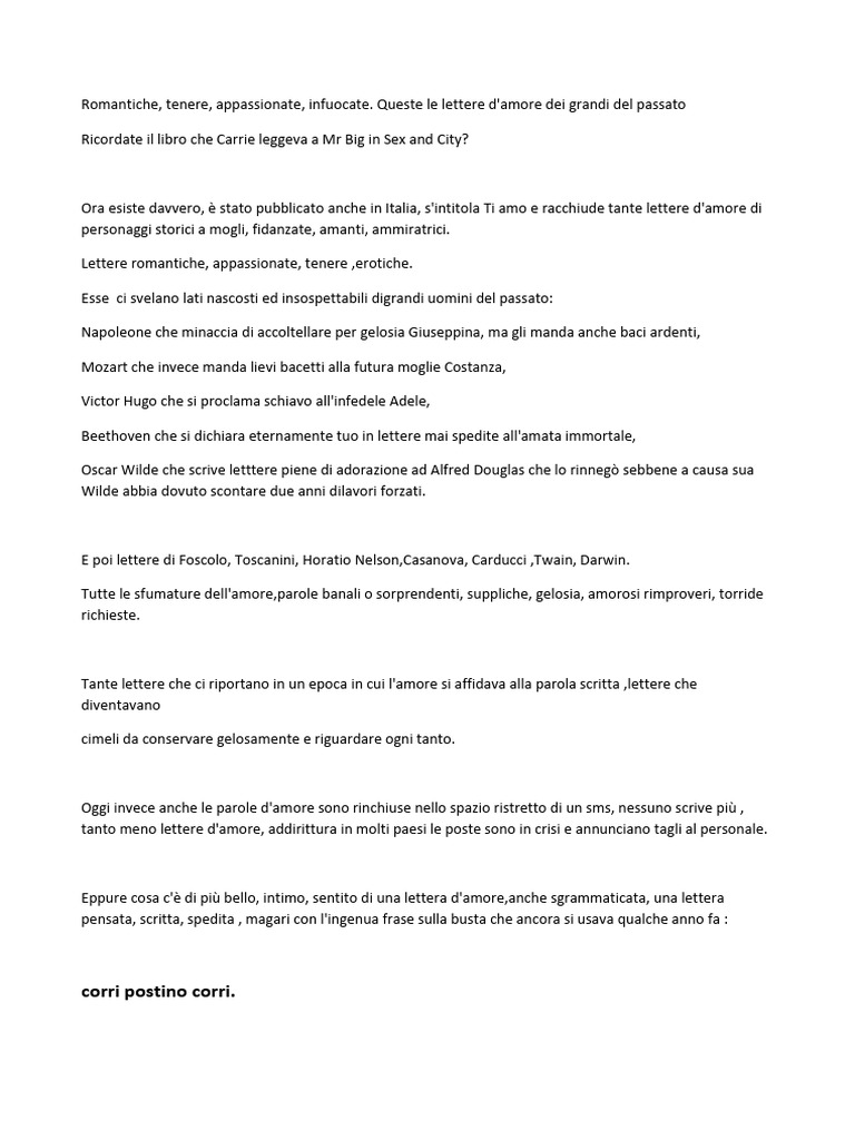 Le Lettere D Amore Dei Grandi Del Passato