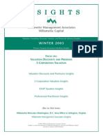 2003 Winter - Valuation Discounts & Premium S Corp Valuations