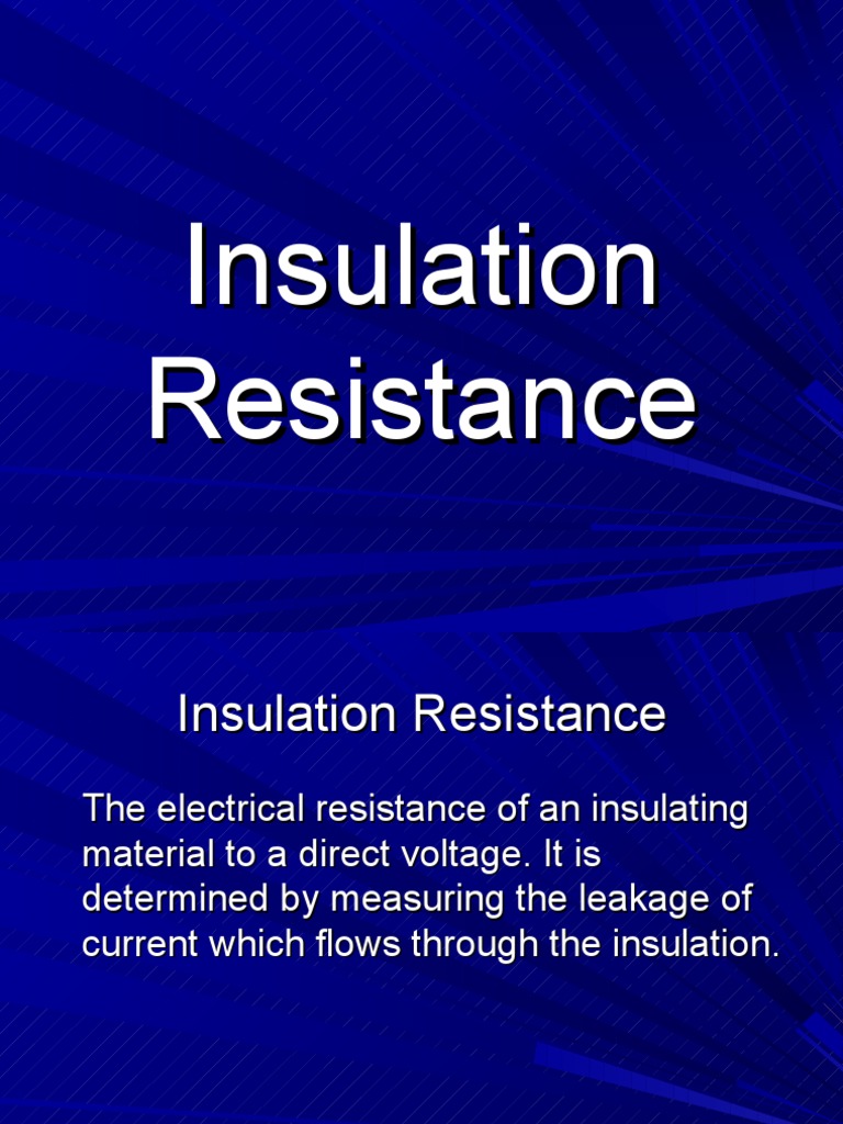 Insulation Resistance PDF Electrical Resistance And Conductance