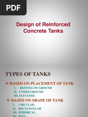 Design Of Reinforced Concrete Water Tanks