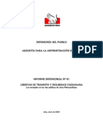 Informe Defensorial 81. Libertad de Transito y Seguridad Ciudadana