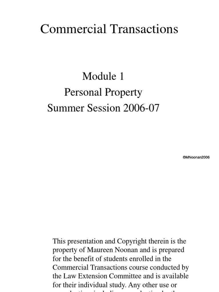 Module 1 Personal Property Summer 2006-07 | PDF | Ownership | Copyright