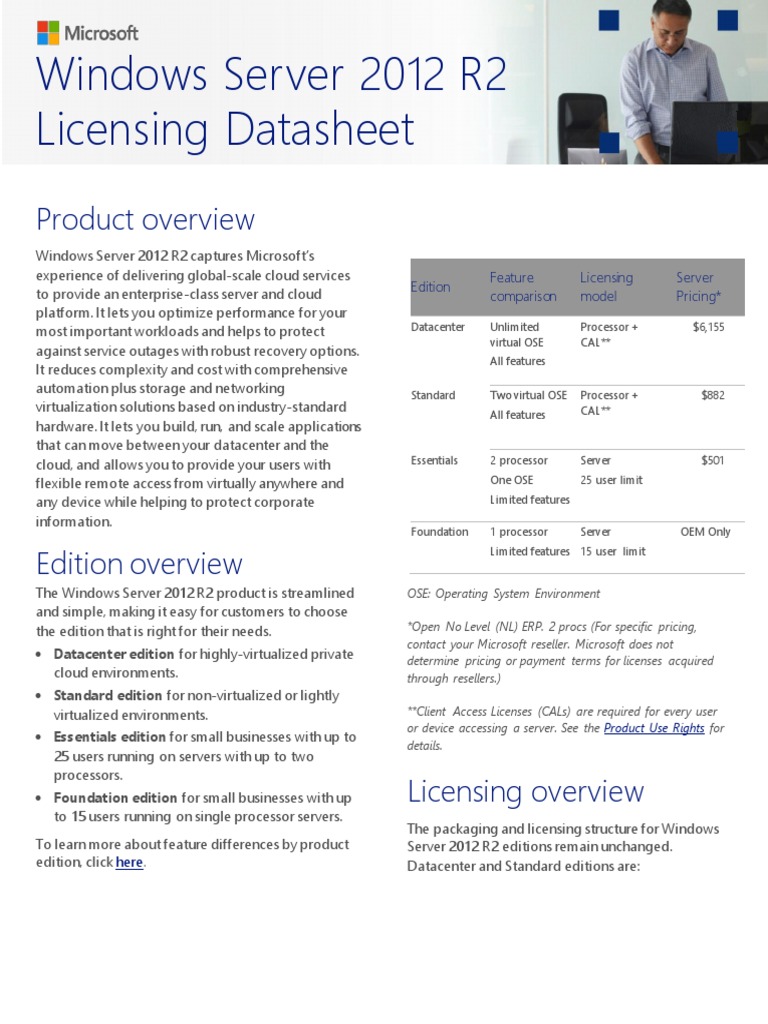 Windows Server 2012 R2 Licensing Datasheet | PDF