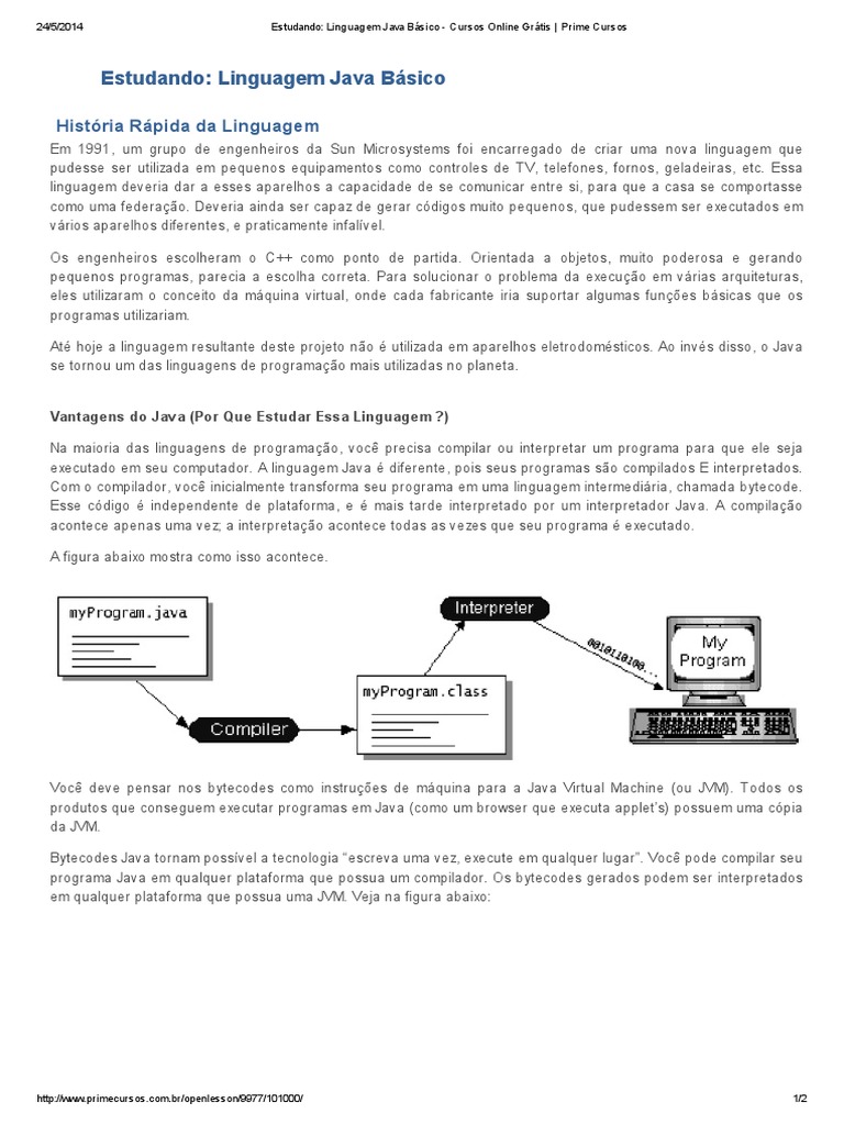 História e Vantagens do Java Básico | PDF | Linguagem de programação ...