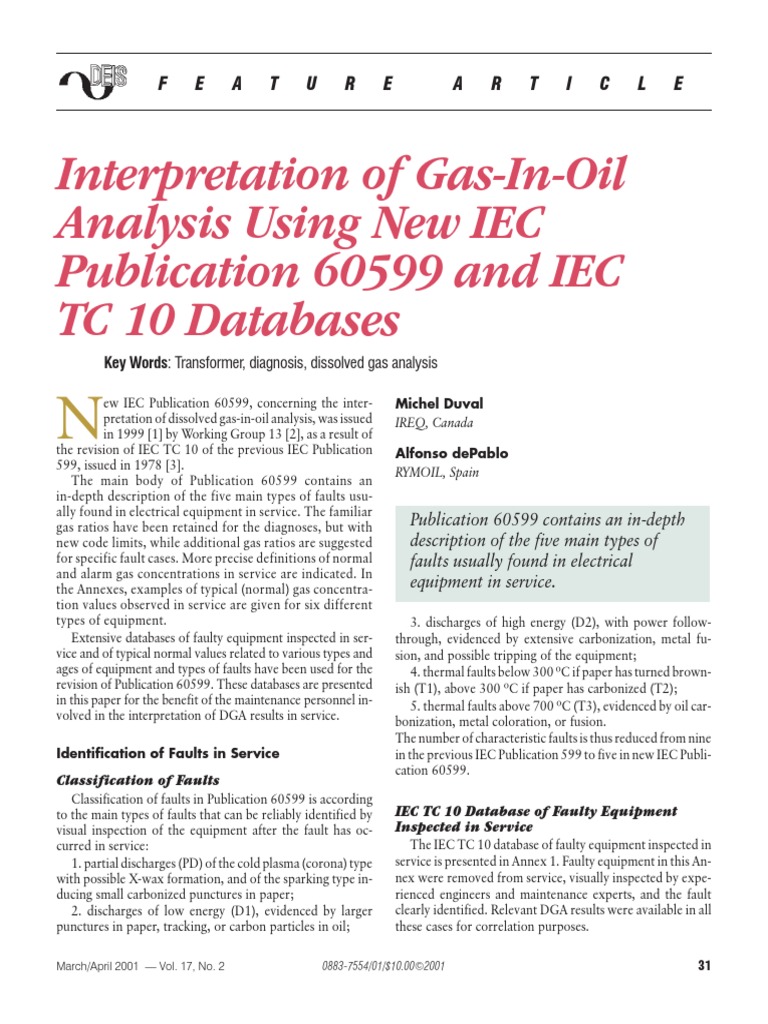 Interpretation of GasInOil Analysis Using New IEC Publication 60599