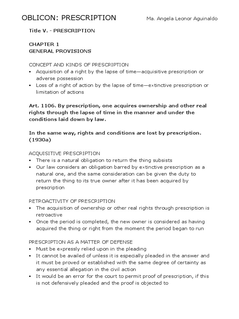 Understanding Prescription in Philippine Law | PDF | Legal Guardian ...