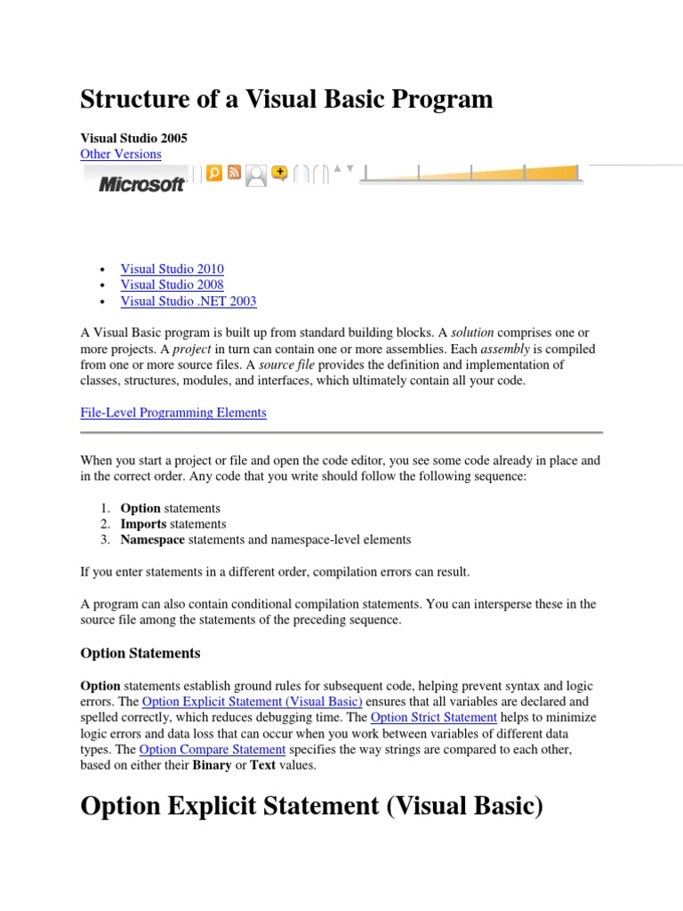 Structure of A Visual Basic Program | PDF | Namespace | Class (Computer ...