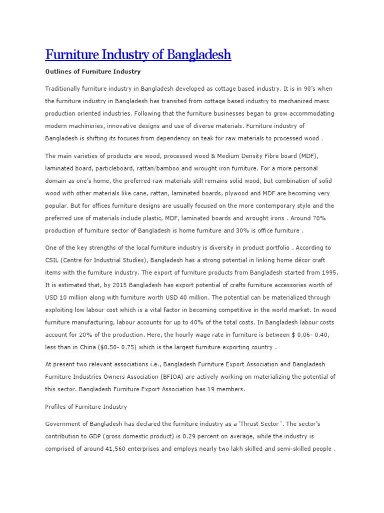 Bangladesh Furniture Industry Outlook PDF Wood Bangladesh