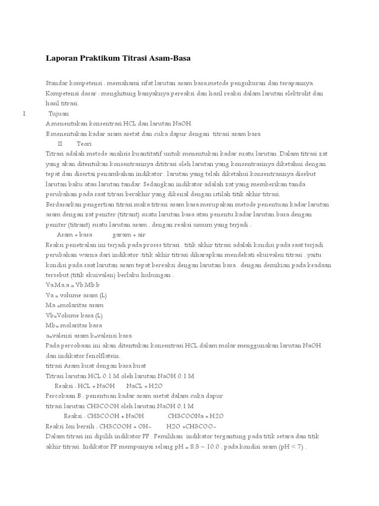 213039384 Laporan Praktikum Titrasi Asam Pdf