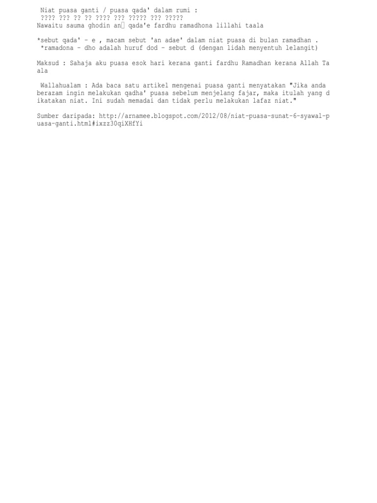 Niat Puasa Ganti Pdf
