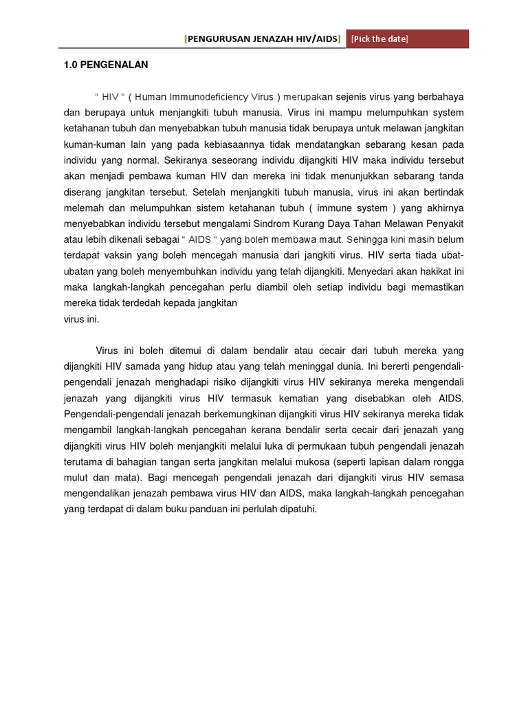 Pengurusan Jenazah HIV/AIDS KKM | PDF