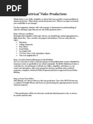 project 2 satirical video productions