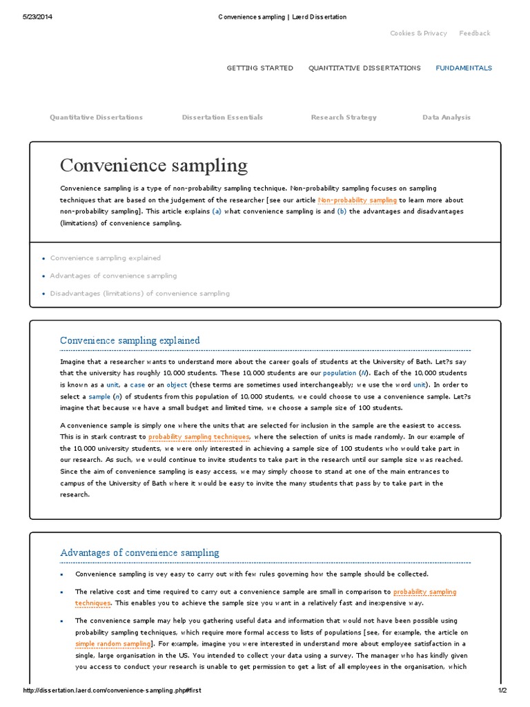 Convenience Sampling Laerd Dissertation Sampling Statistics Science Mathematics