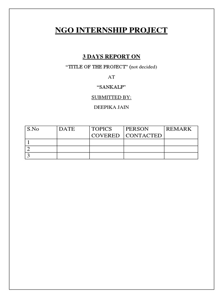 NGO Internship Project Report Summary | PDF