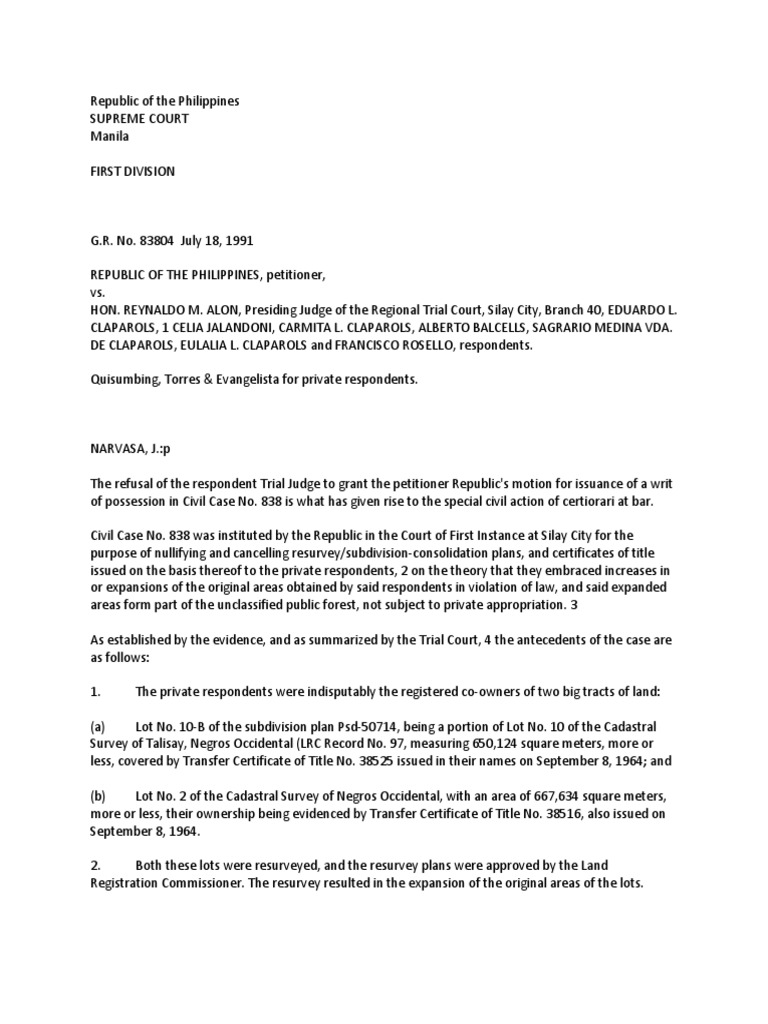 Supreme Court Ruling on Land Possession Case | PDF | Ownership ...