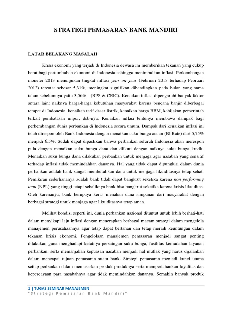 Makalah Strategi Pemasaran Bank Mandiri Docx