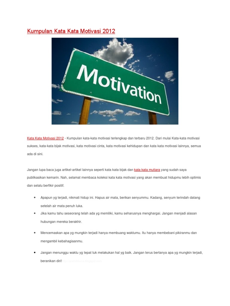 Kumpulan Kata Kata Motivasi 2012 Kumpulan Kata Kata Motivasi 2012