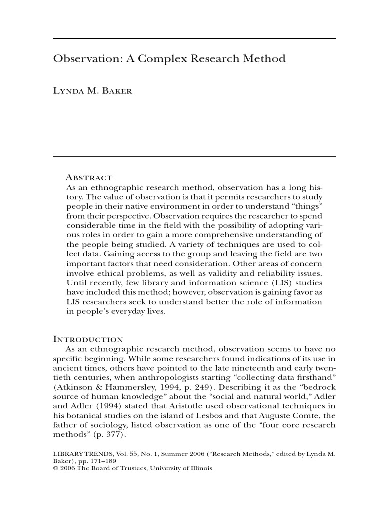 Observation-A Complex Research Method | PDF | Validity (Statistics ...