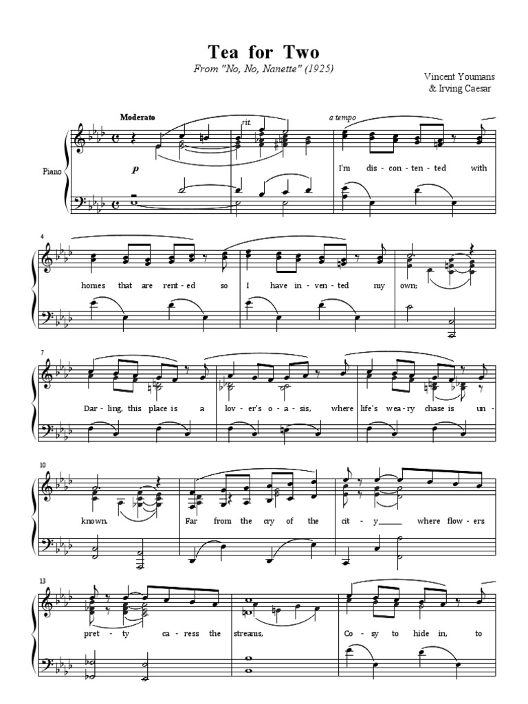 Partition Piano Gratuite Pdf Tea For Two