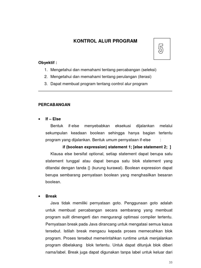 Kontrol Alur Program dalam Java | PDF