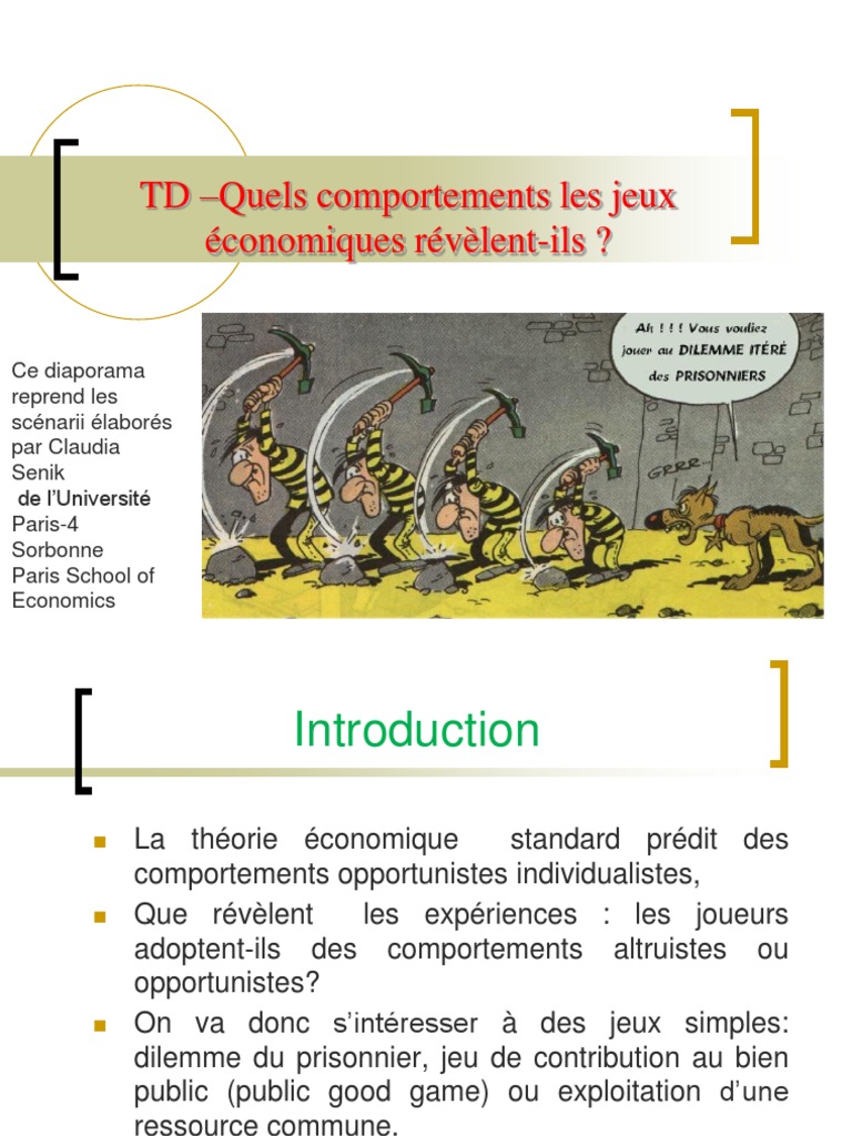 Activité Théorie de Jeux Et Comportements PDF Théorie des jeux