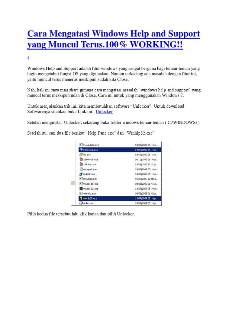 Cara Mengatasi Windows Help and Support Yang Muncul Terus PDF