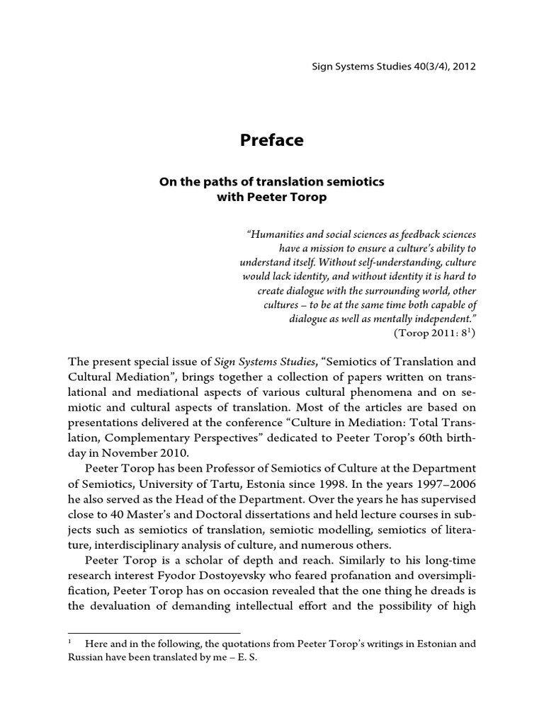 Peeter Torop On The Paths PDF Semiotics Translations