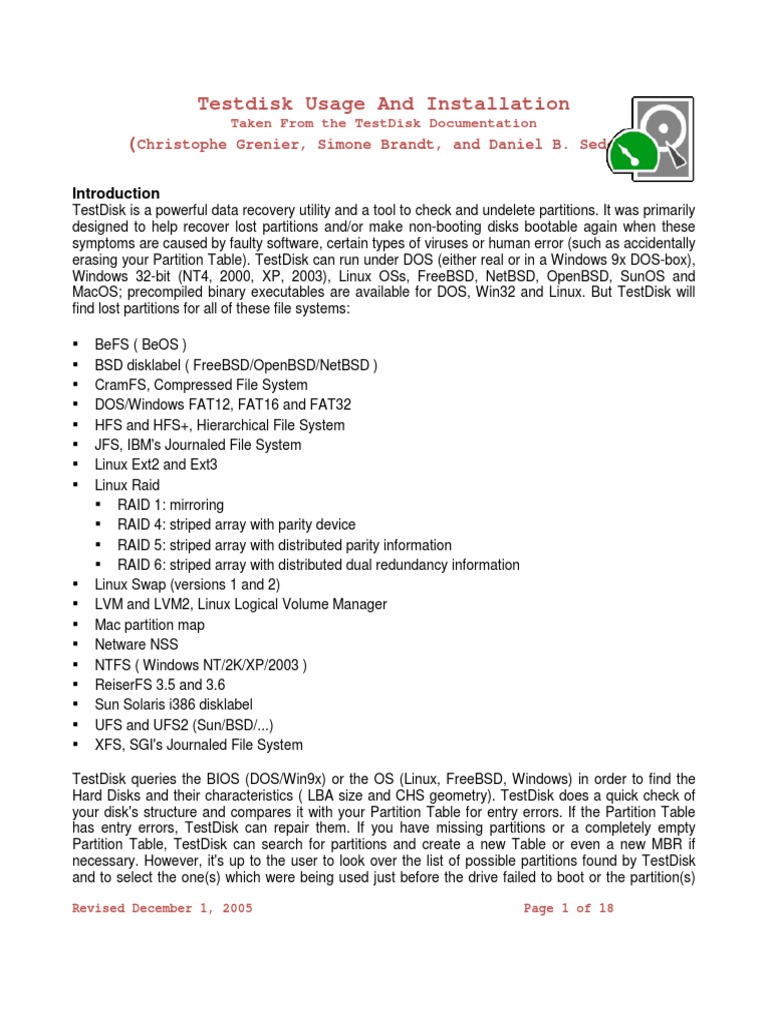 TestDisk Installtion and Usage | PDF | File System | Booting