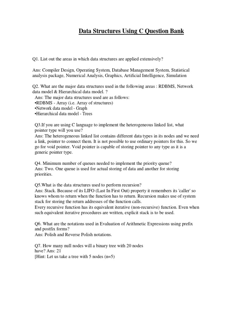 Data Structure Question Bank | PDF | Discrete Mathematics | Algorithms