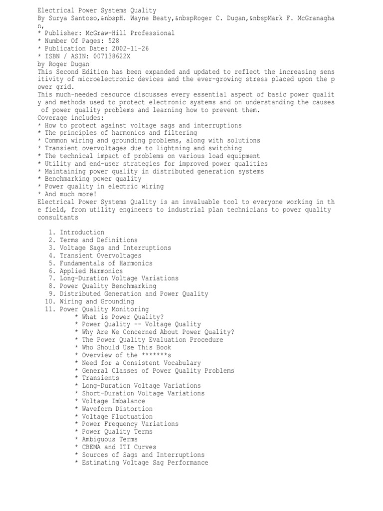 Electrical Power Quality Essentials | PDF | Electromagnetism | Electric ...