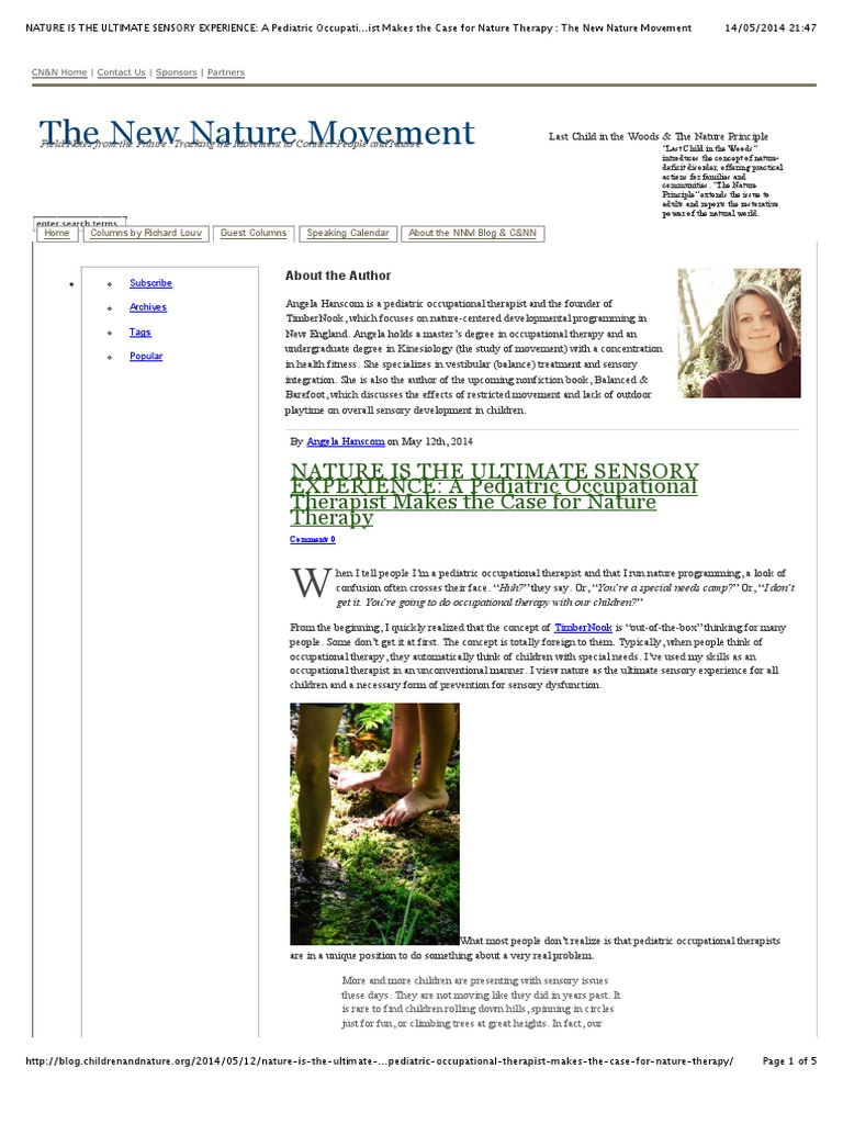 NATURE Is The ULTIMATE SENSORY EXPERIENCE A Pediatric Occupational