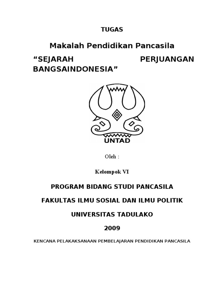 Tugas Makalah Pancasila Sejarah Perjuangan Bangsa Indonesia