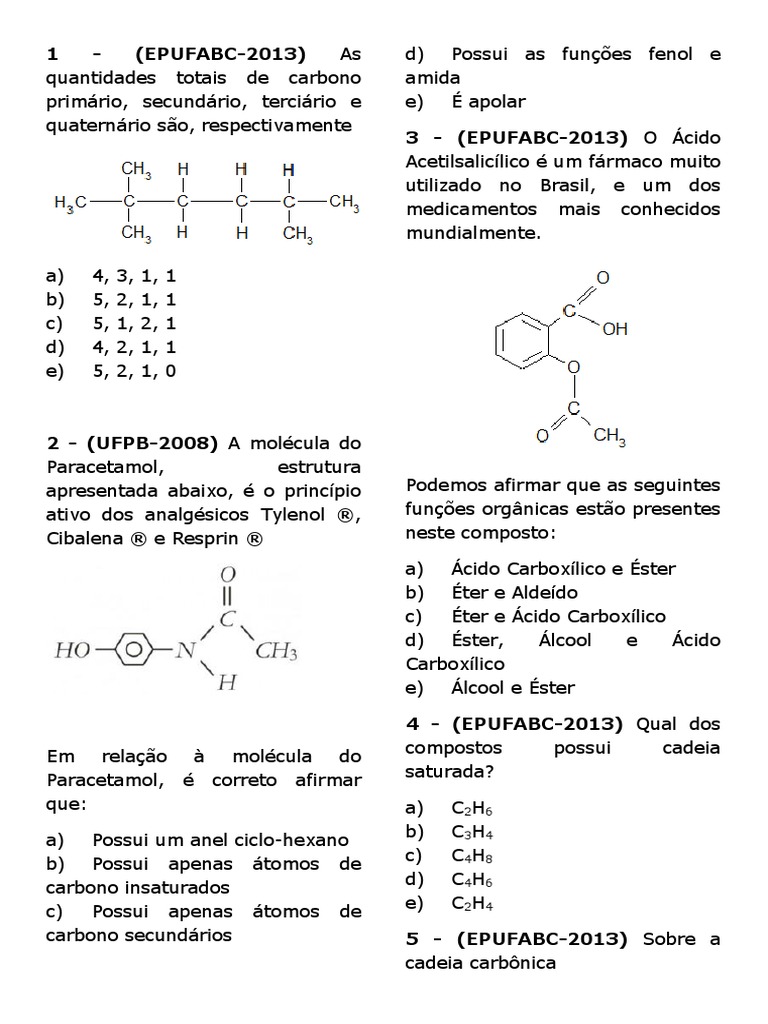 Questões Simulado 1 - Fernando Luiz de Carvalho - Química Orgânica ...