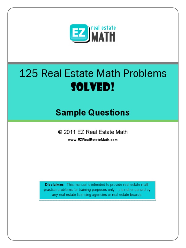 125 Real Estate Math Problems Solved Sample | PDF