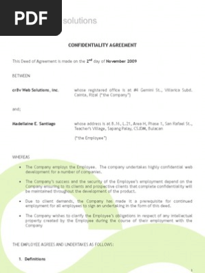 Confidentiality Agreement