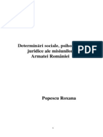 Determinări Sociale, Psihosociale, Juridice Ale Misiunilor Armatei Romaniei