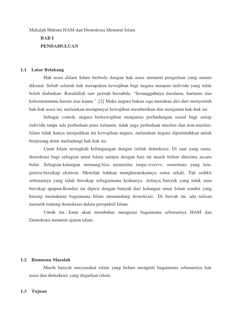 Makalah Ham Dan Demokrasi Menurut Islam Contoh Makalah