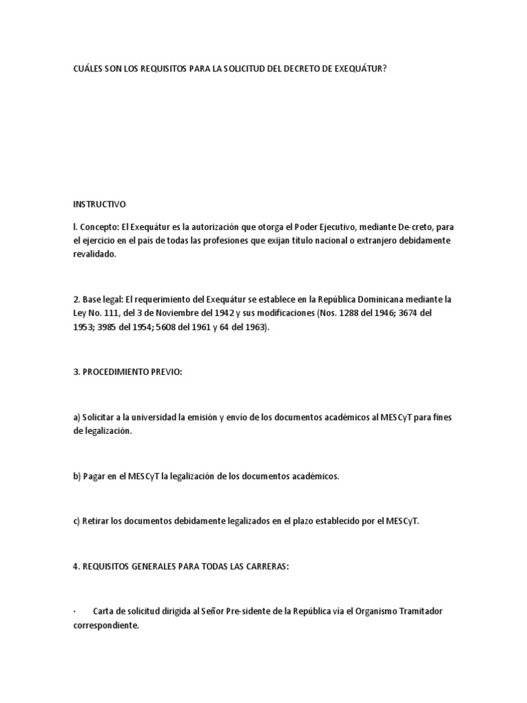 Requisitos para Solicitar Exequátur RD | PDF | Arquitecto | Gobierno